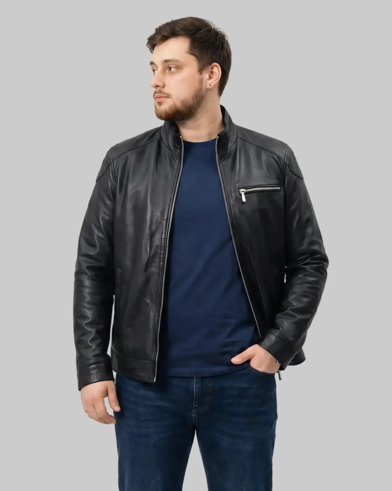 Oversized Racer Jacket leathertex