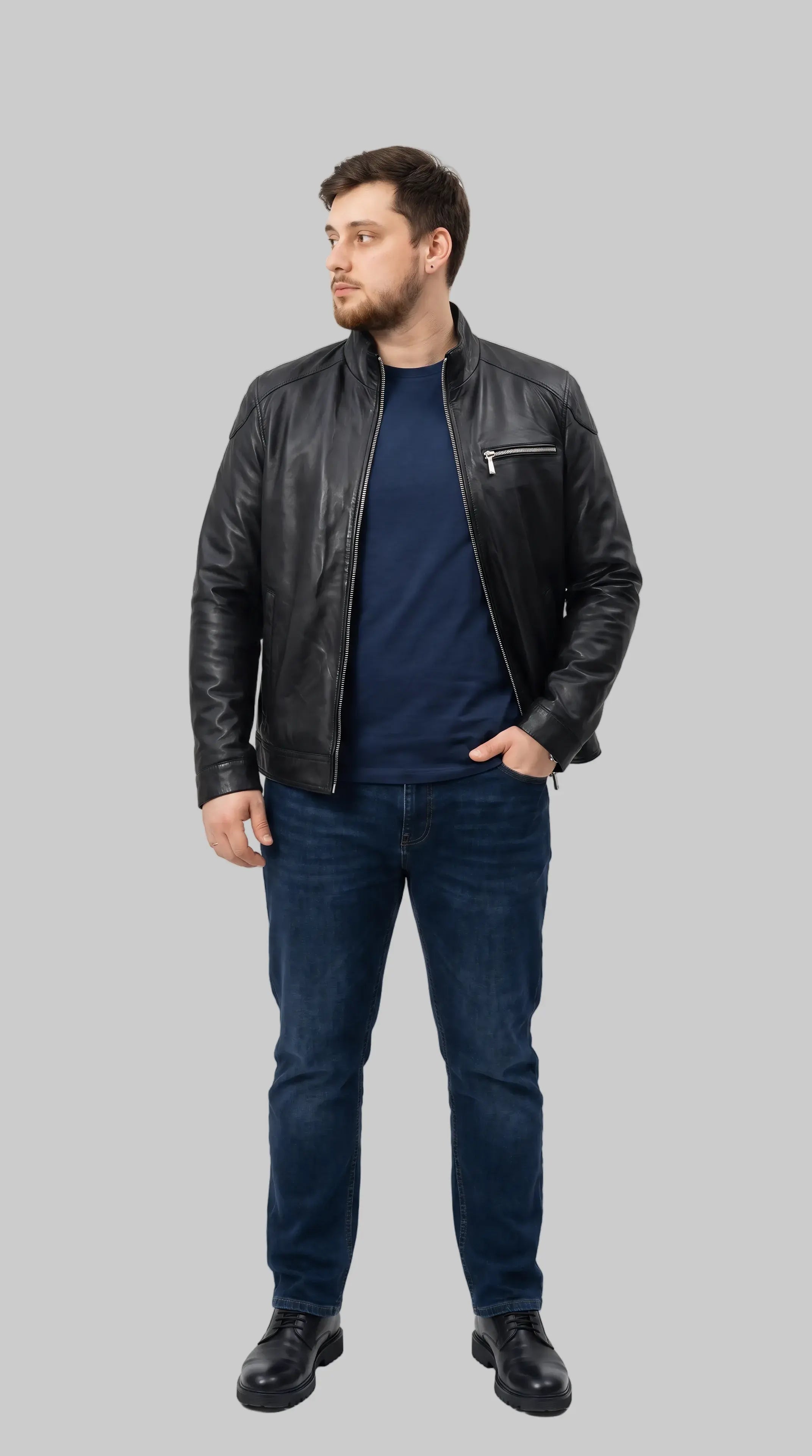 Oversize Racer Jacket leathertex