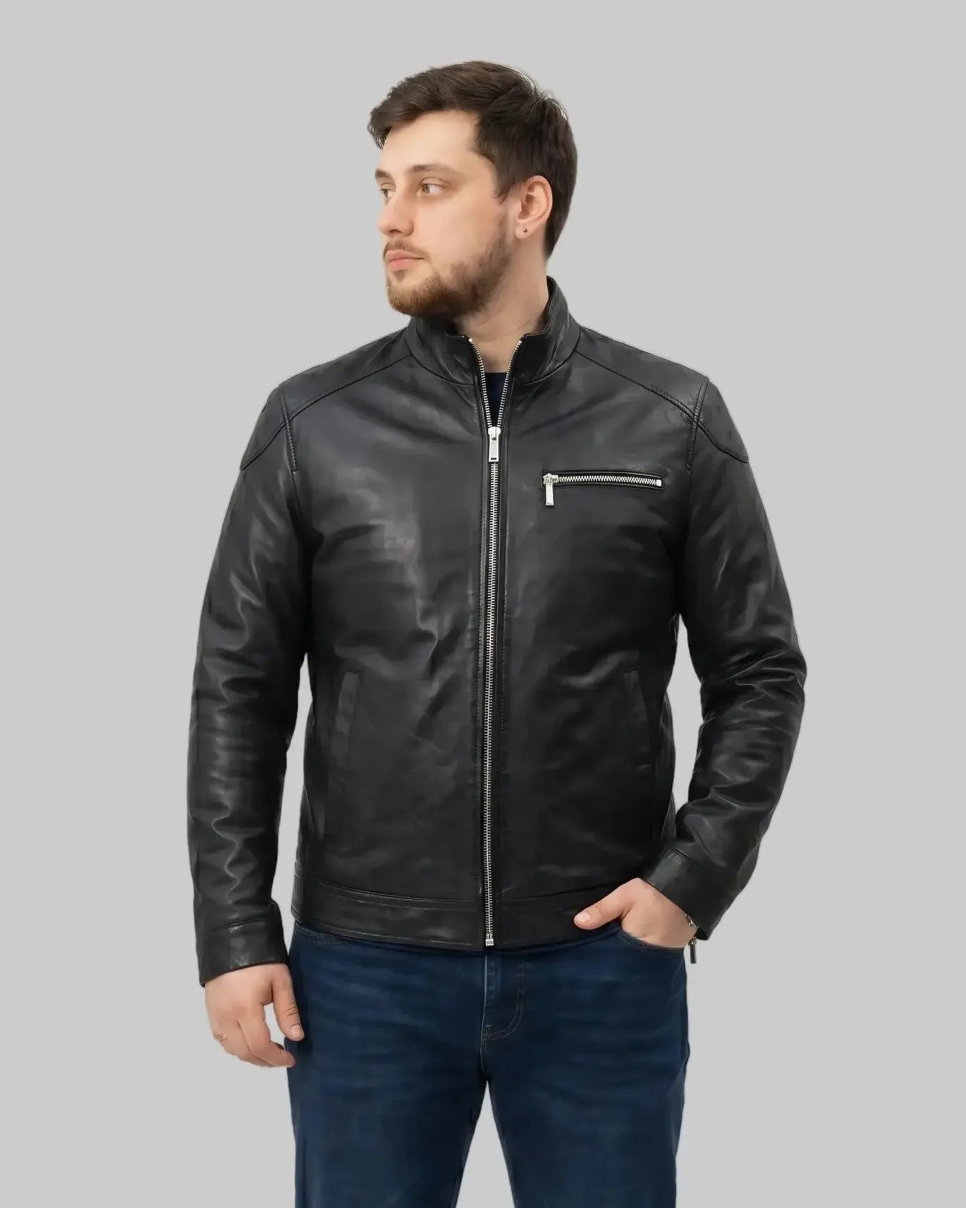 Oversized Racer Jacket leathertex