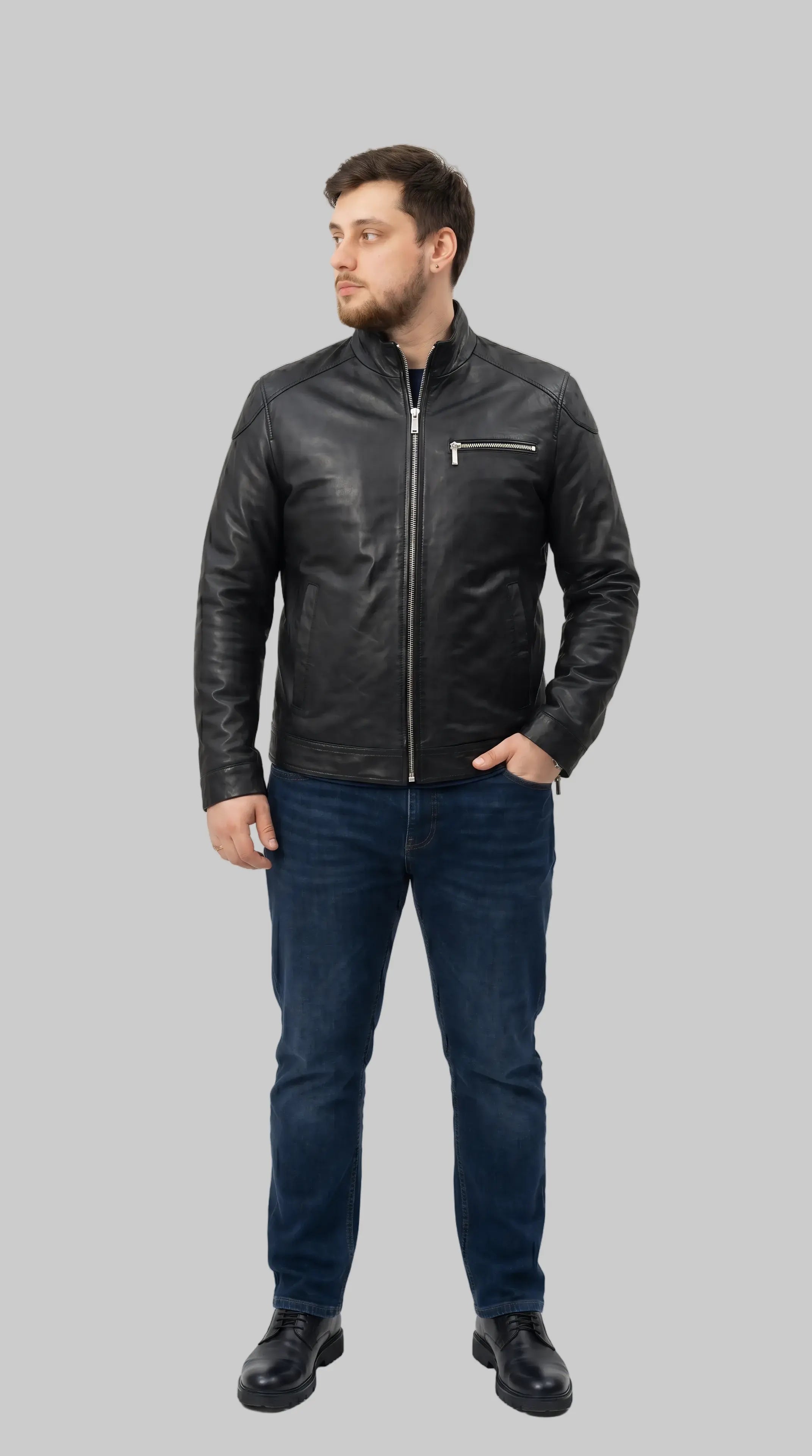 Oversize Racer Jacket leathertex