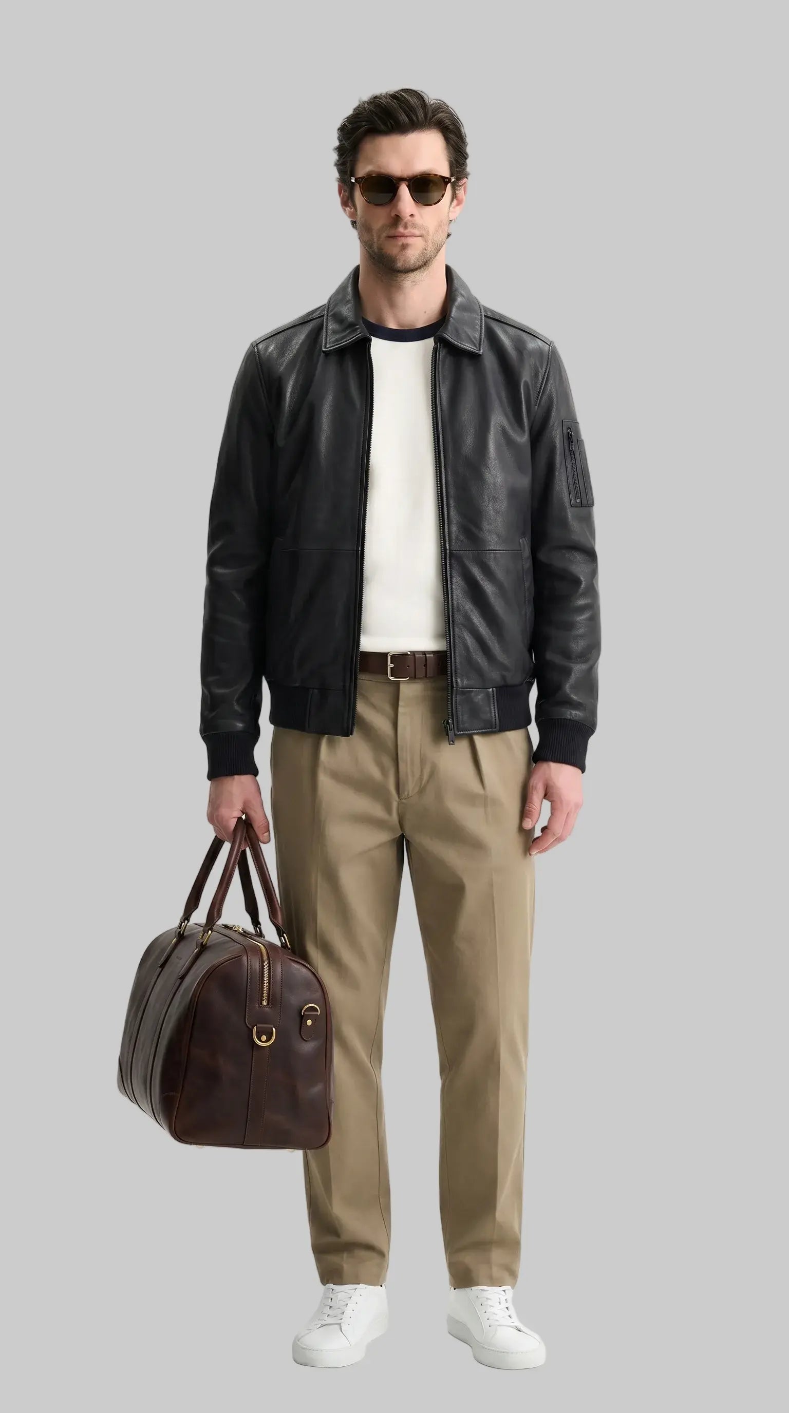 Black Mac Flight Jacket leathertex