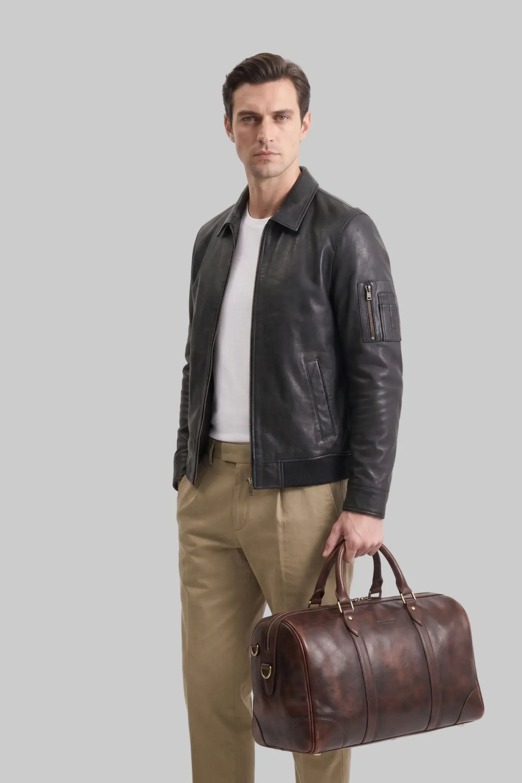Black Mac Flight Jacket leathertex