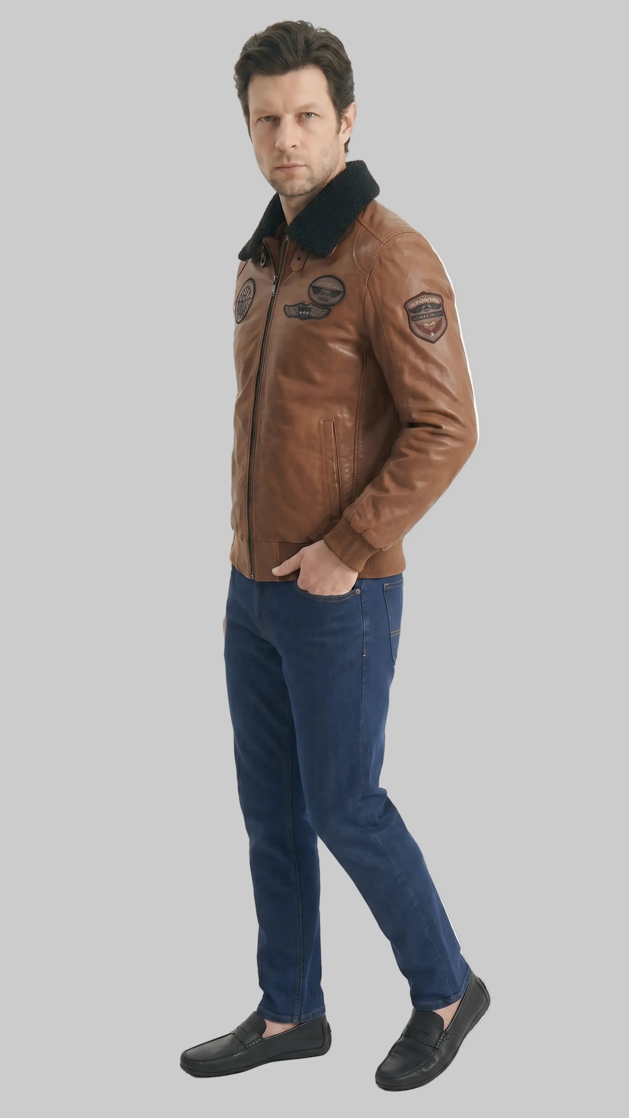 Chicago Brown Jacket leathertex