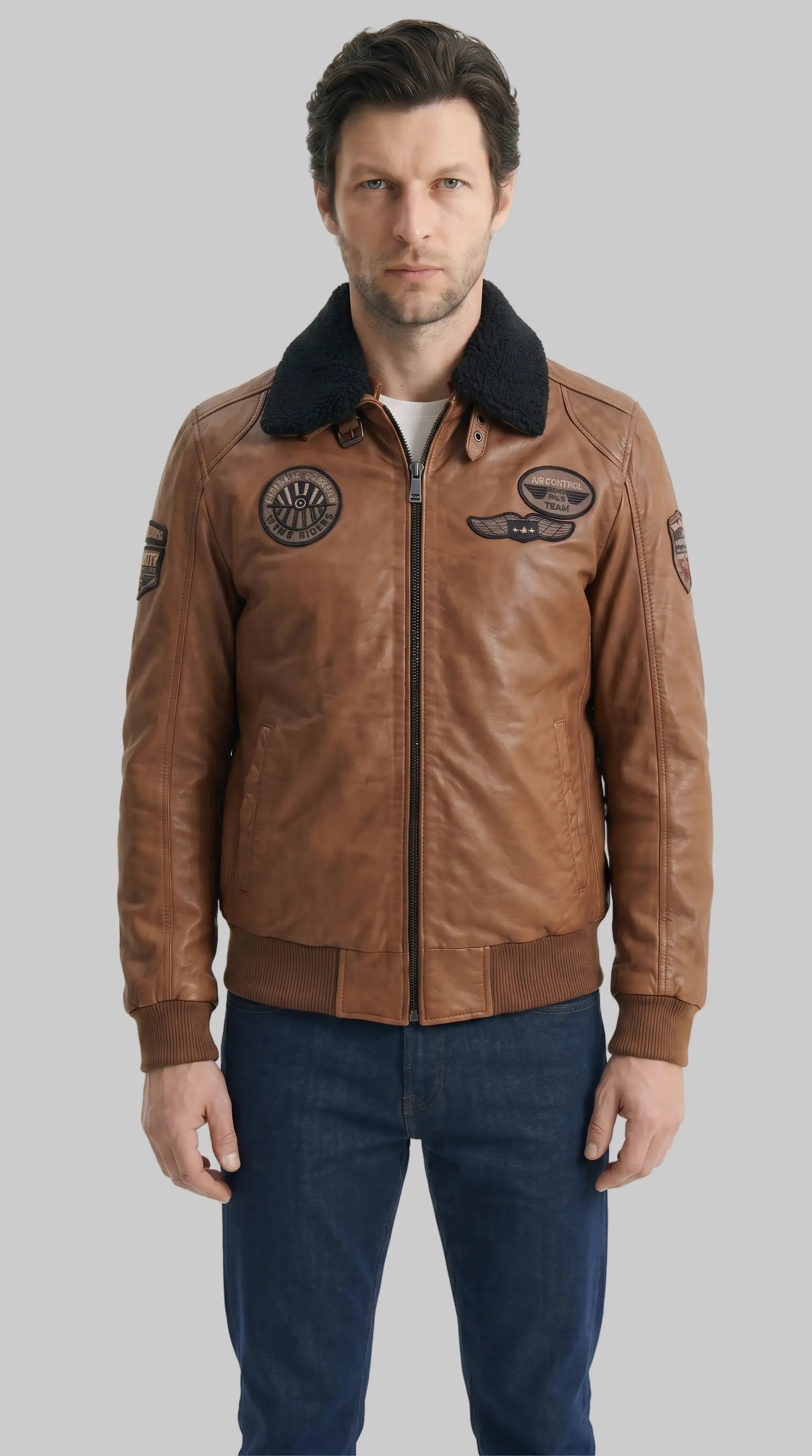 Chicago Brown Jacket leathertex