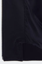 Classic Mock Neck Black Leather Jacket leathertex