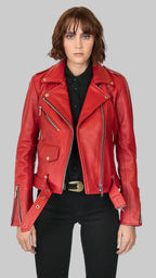 Crimson Biker Jacket leathertex