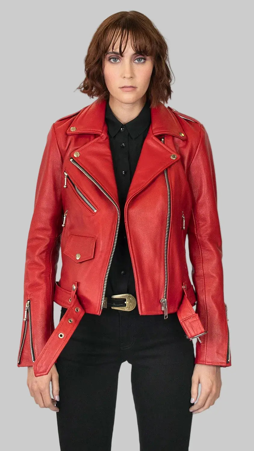 Crimson Biker Jacket leathertex