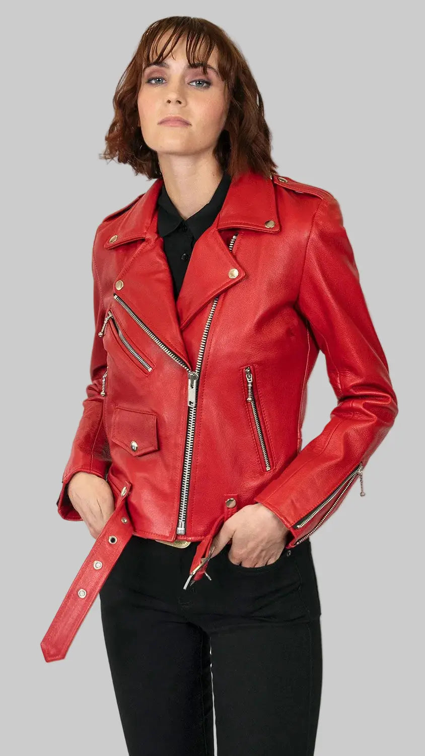Crimson Biker Jacket leathertex