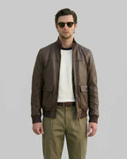 N.COP Sheepskin Brown Leather Bomber leathertex