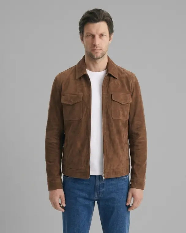 MENS ZIPPER SUEDE JACKET leathertex