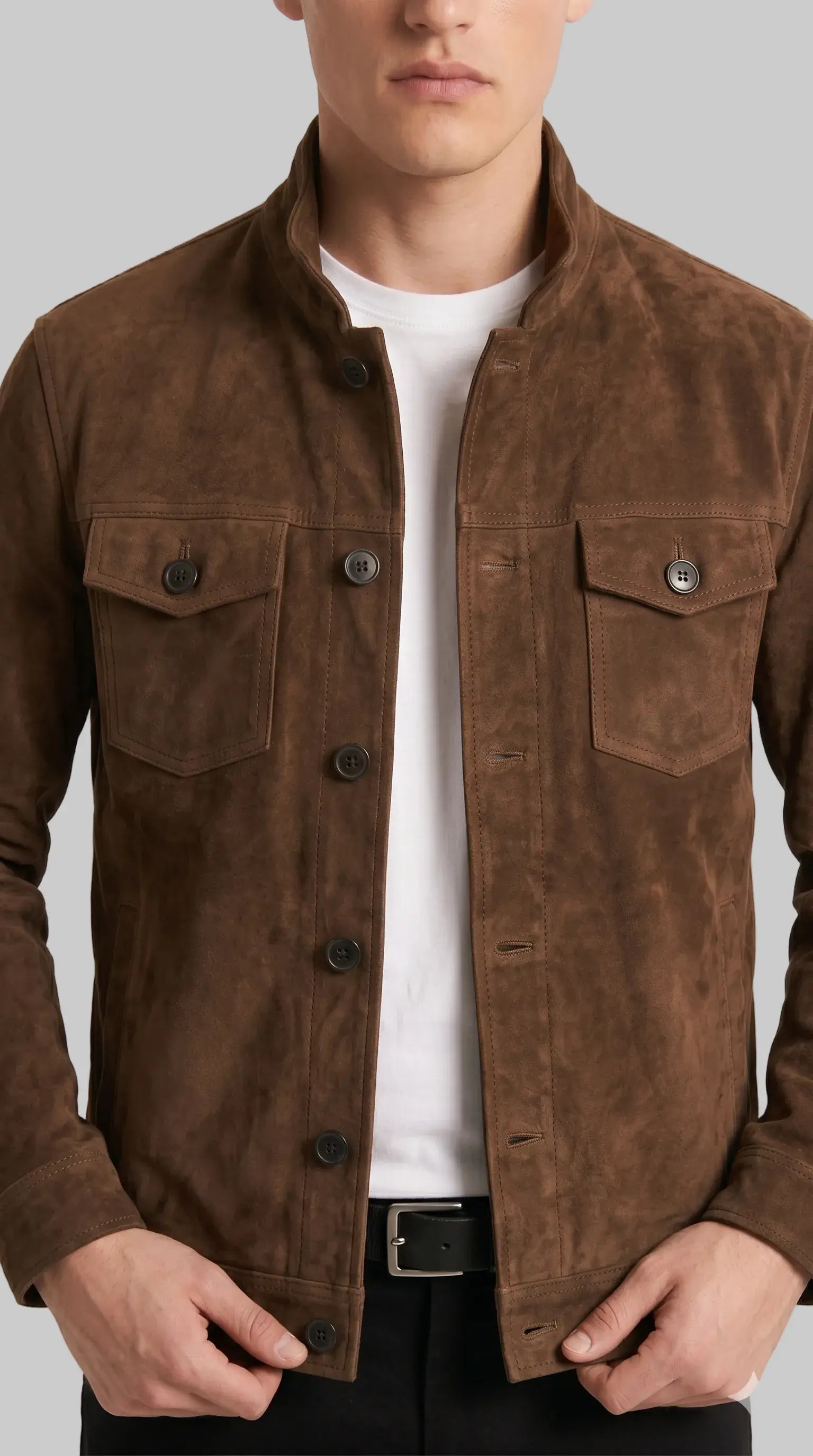 BUTTON UP SUEDE JACKET leathertex