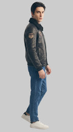 FLIGHT JACKET - BLACK leathertex