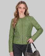 Apple Green Leather Jacket leathertex