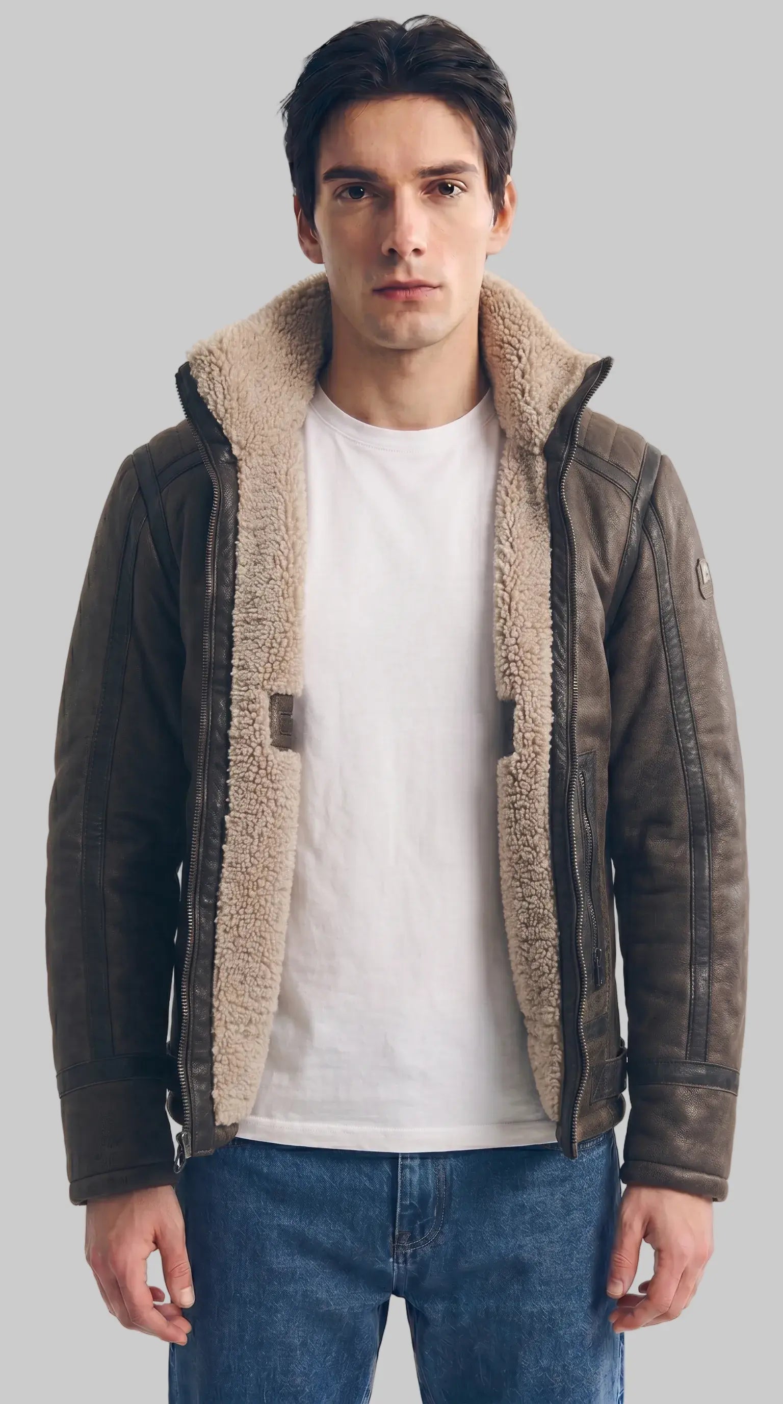 SHEARLING BOMBER  - MORA leathertex