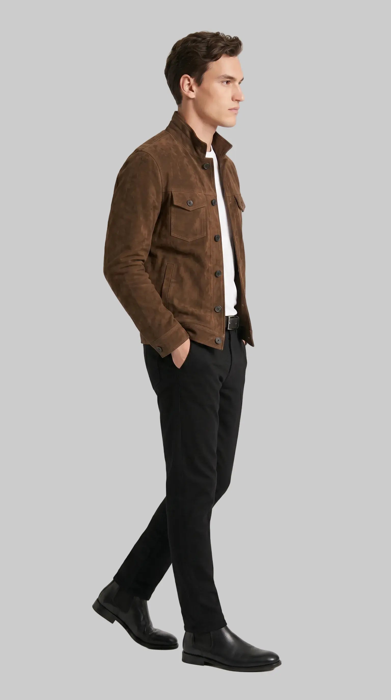 BUTTON UP SUEDE JACKET leathertex