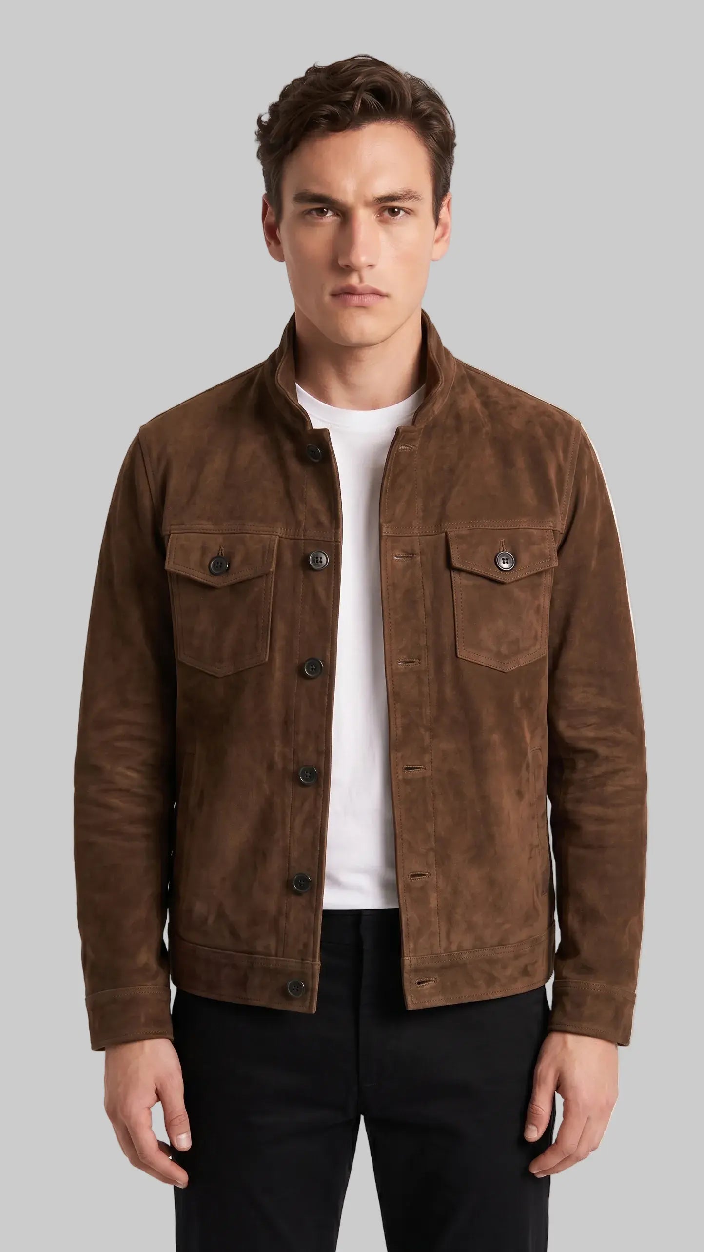 BUTTON UP SUEDE JACKET leathertex