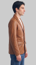 LEATHER  BLAZER BROWN leathertex
