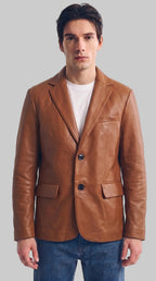 LEATHER  BLAZER BROWN leathertex