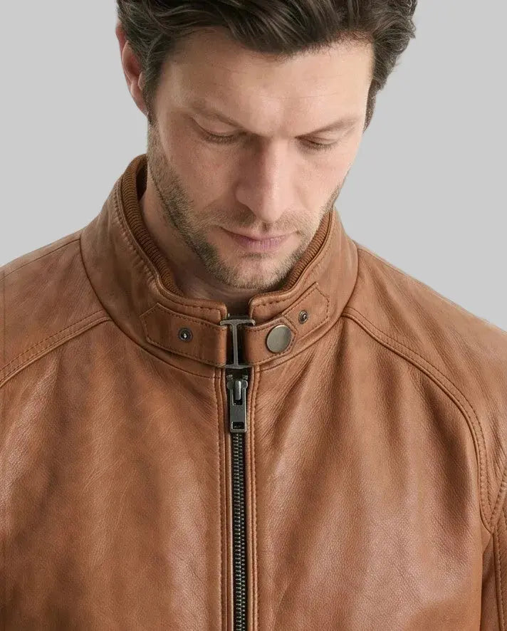 Brown Racer Jacket leathertex