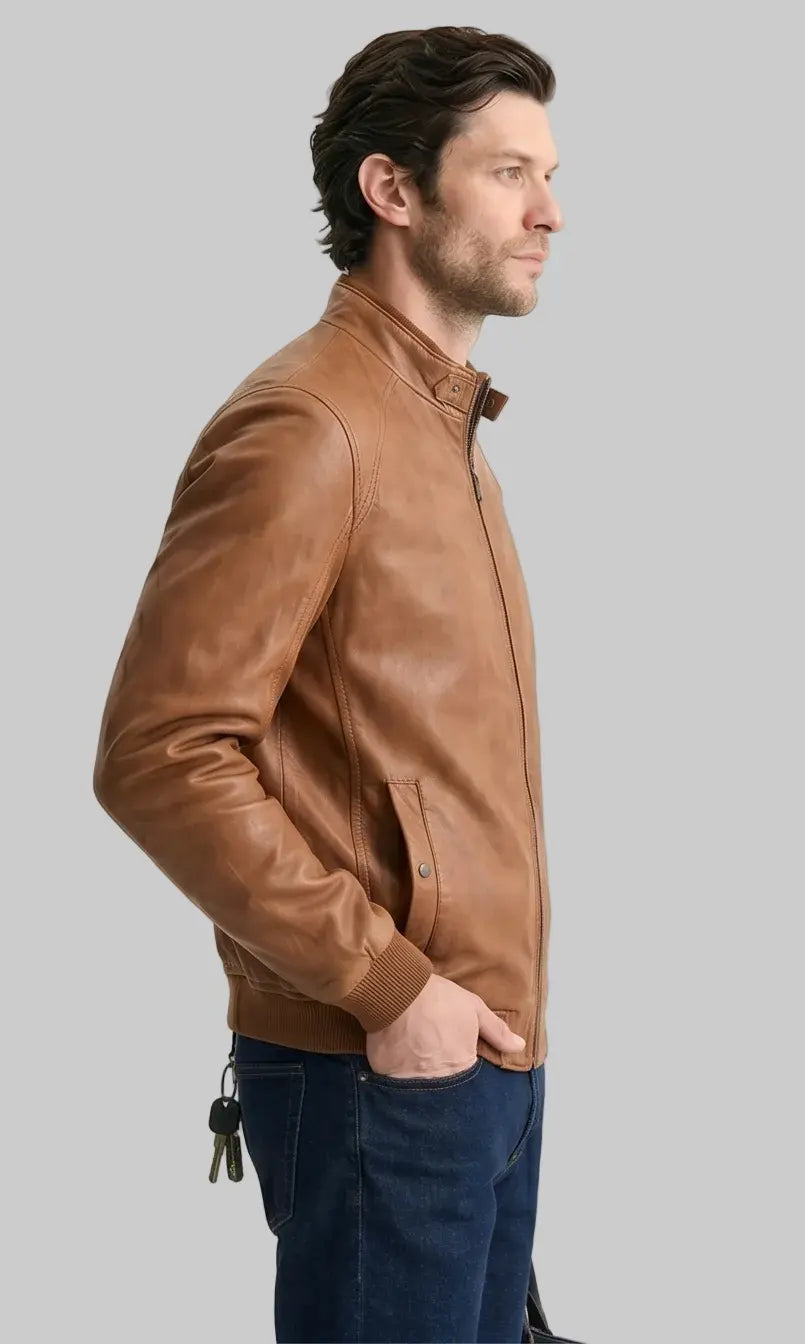 Brown Racer Jacket leathertex