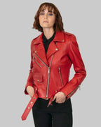 Crimson Biker Jacket leathertex