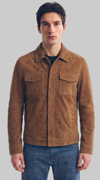 Leather Zip with Button Suede Jacket leathertex