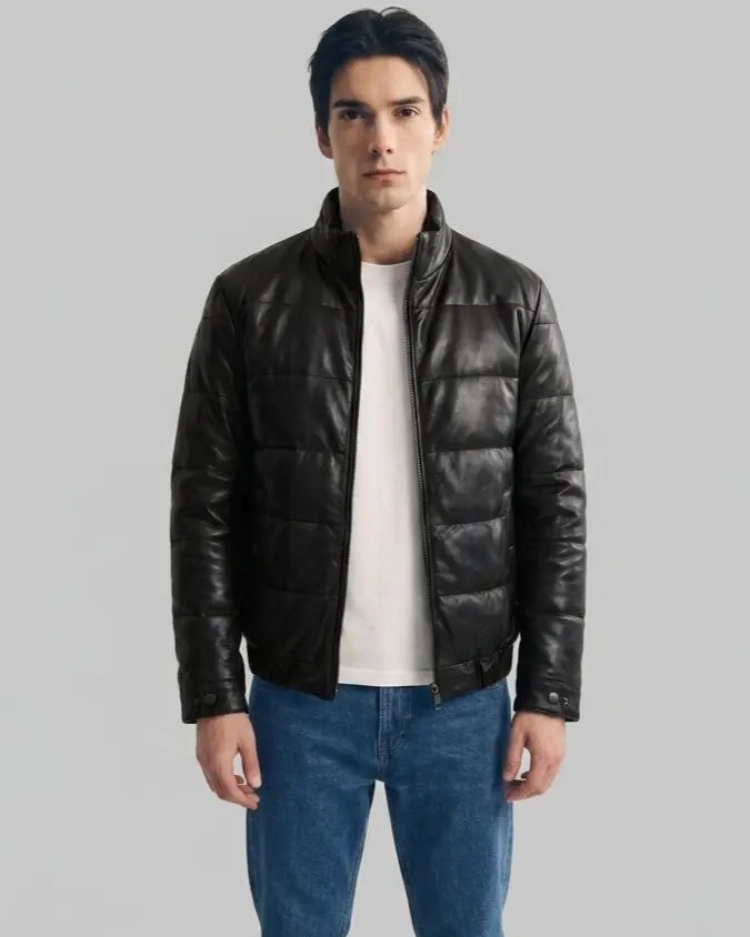 Quilted leather jacket leathertex