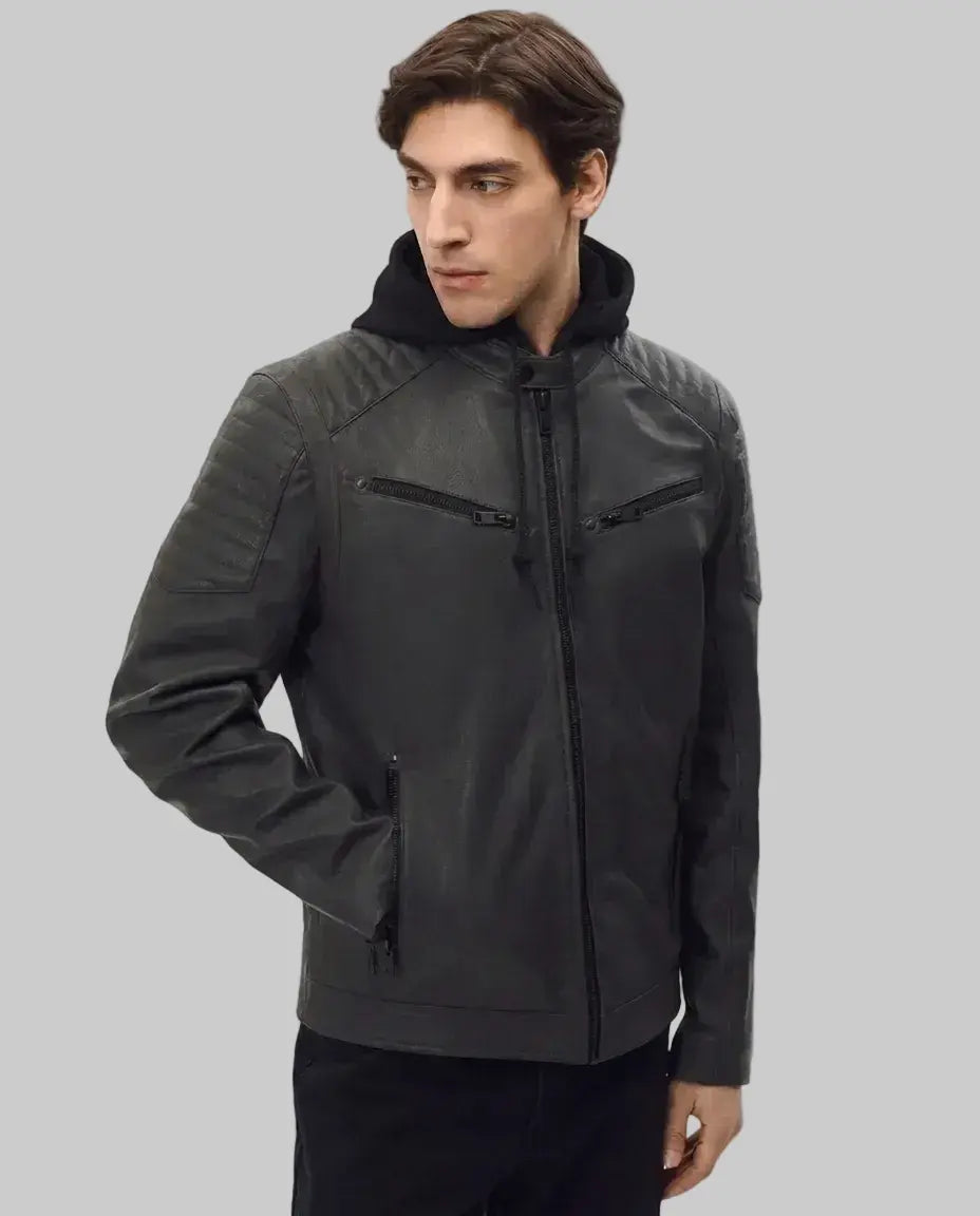 Apex Ribbed Biker Jacket leathertex