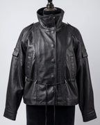 Women's Leather Utility Jacket – Black leathertex