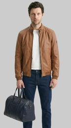 Brown Racer Jacket leathertex