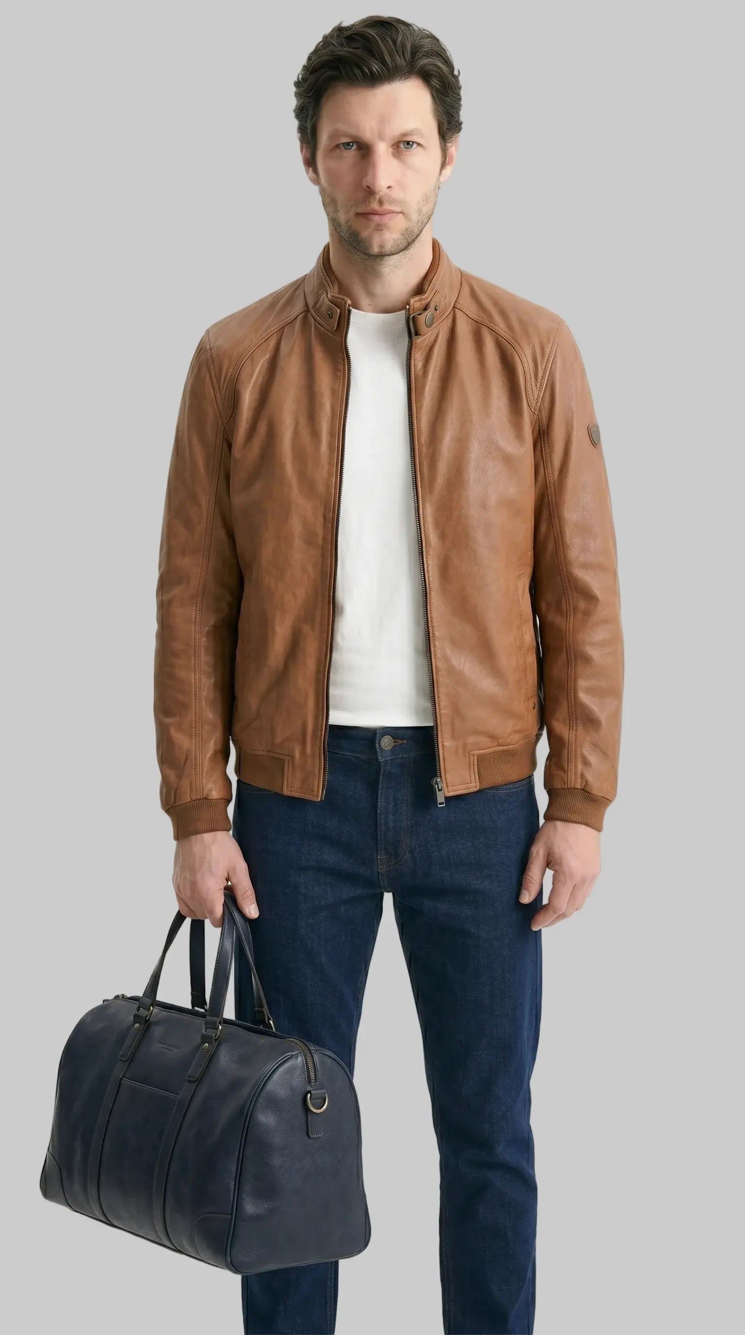 Brown Racer Jacket leathertex