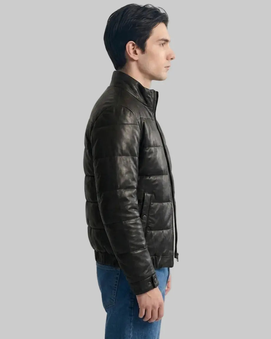 Quilted leather jacket leathertex