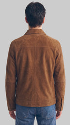 Leather Zip with Button Suede Jacket leathertex