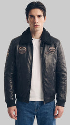 FLIGHT JACKET - BLACK leathertex