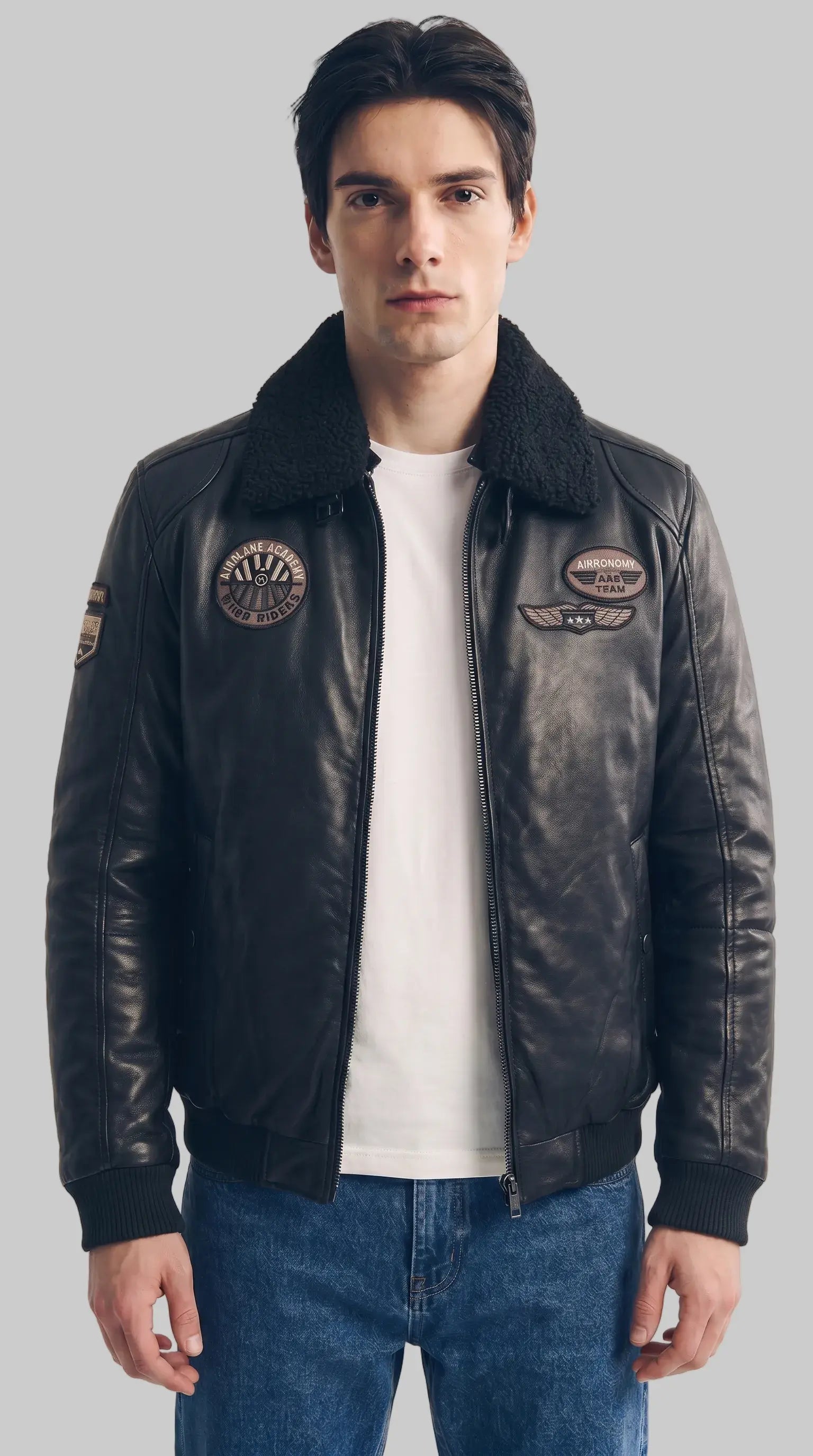 FLIGHT JACKET - BLACK leathertex