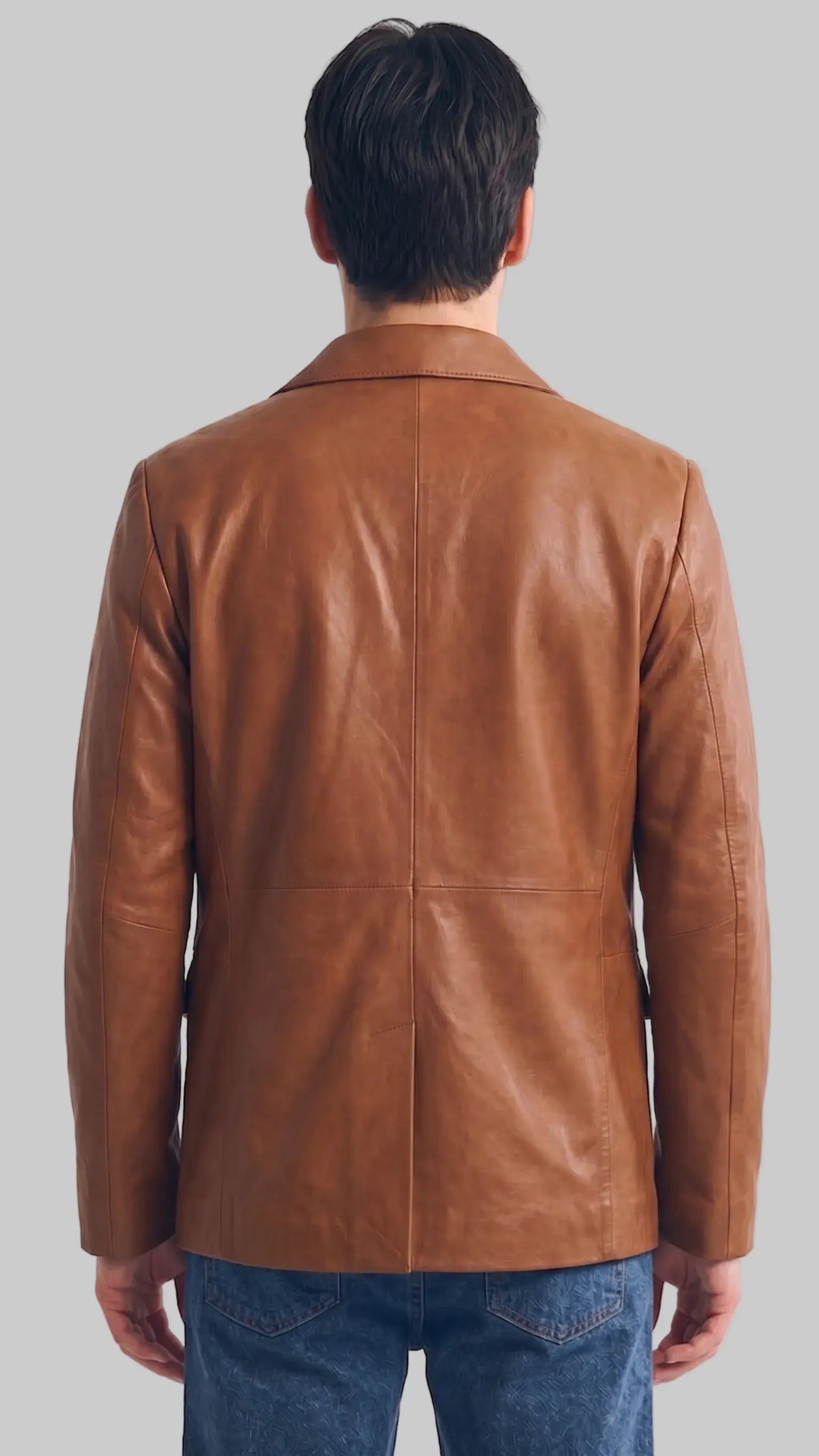 LEATHER  BLAZER BROWN leathertex