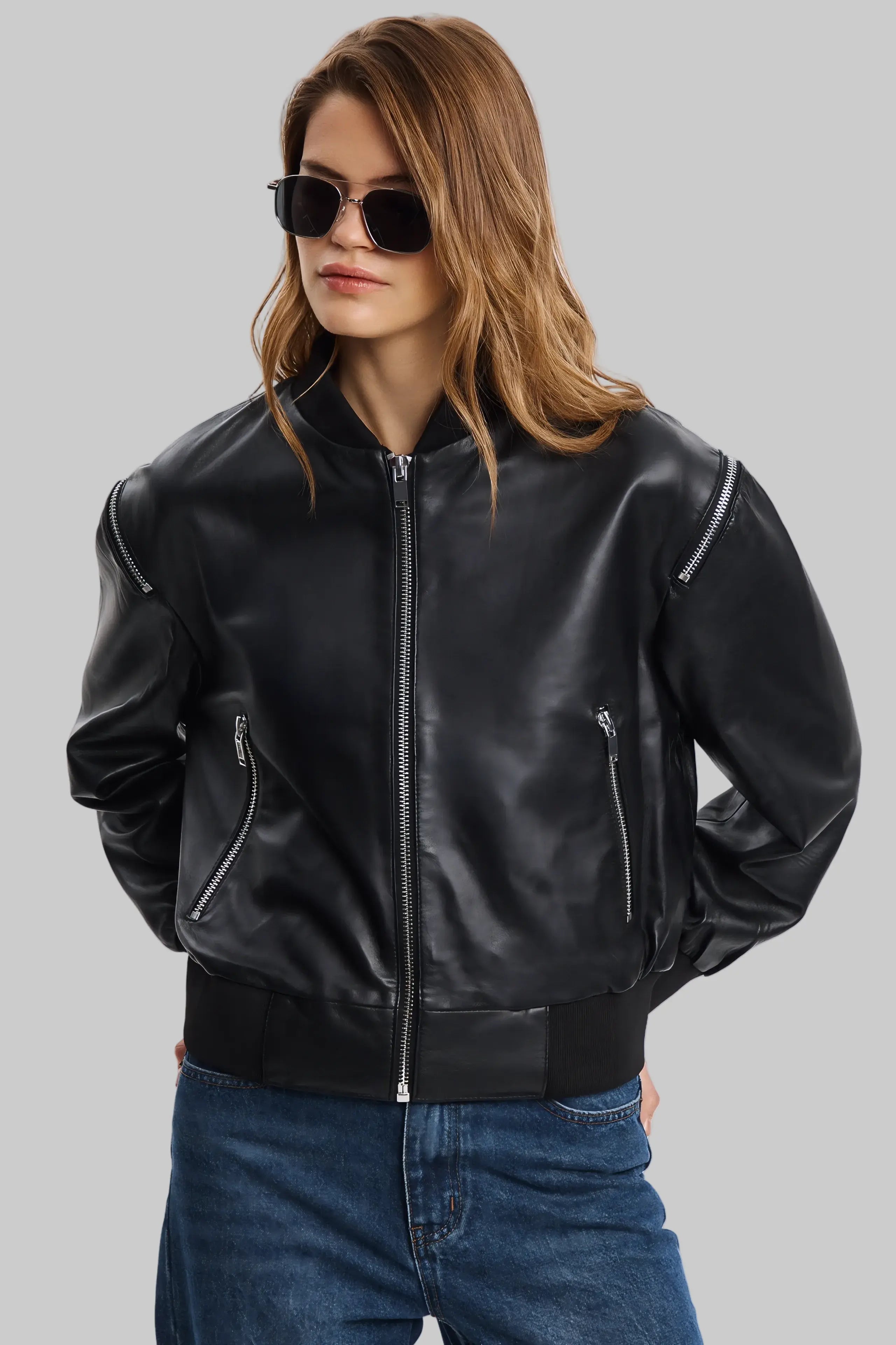LEATHER BOMBER leathertex