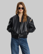 Oversized Leather Bomber leathertex