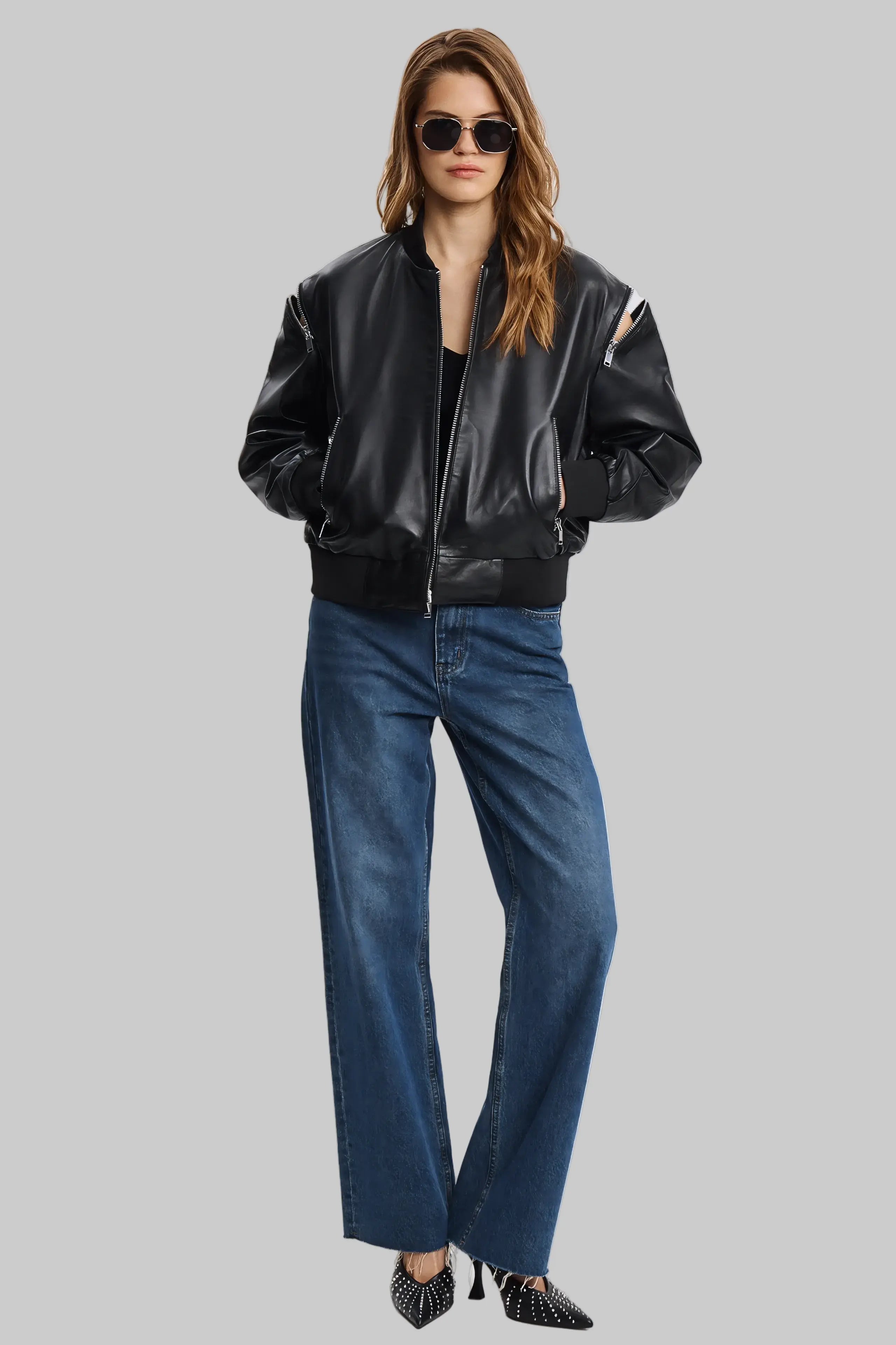 LEATHER BOMBER leathertex