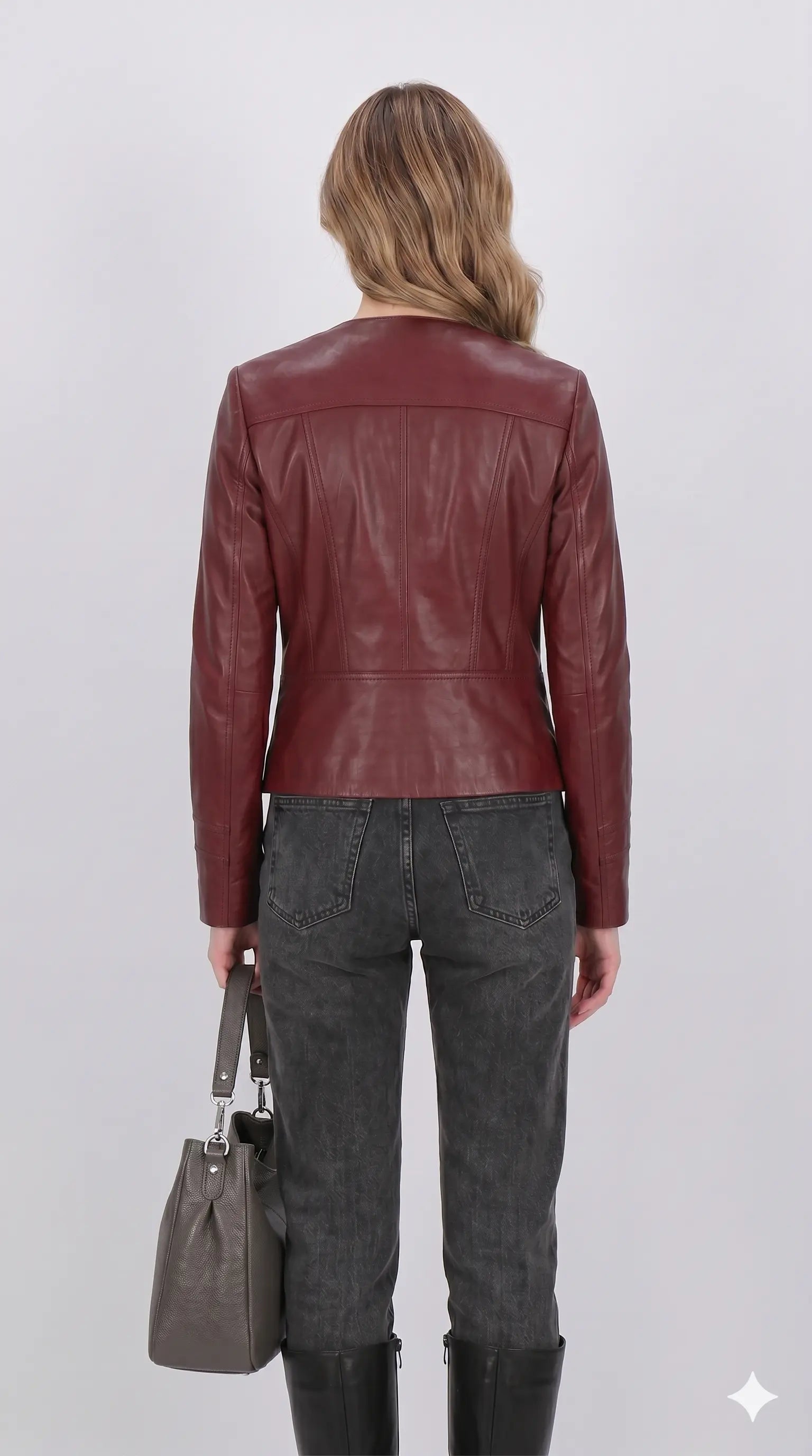Ladies Short Red Jacket leathertex