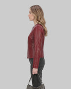 women's burgundy leather jacket leathertex