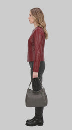 Ladies Short Red Jacket leathertex