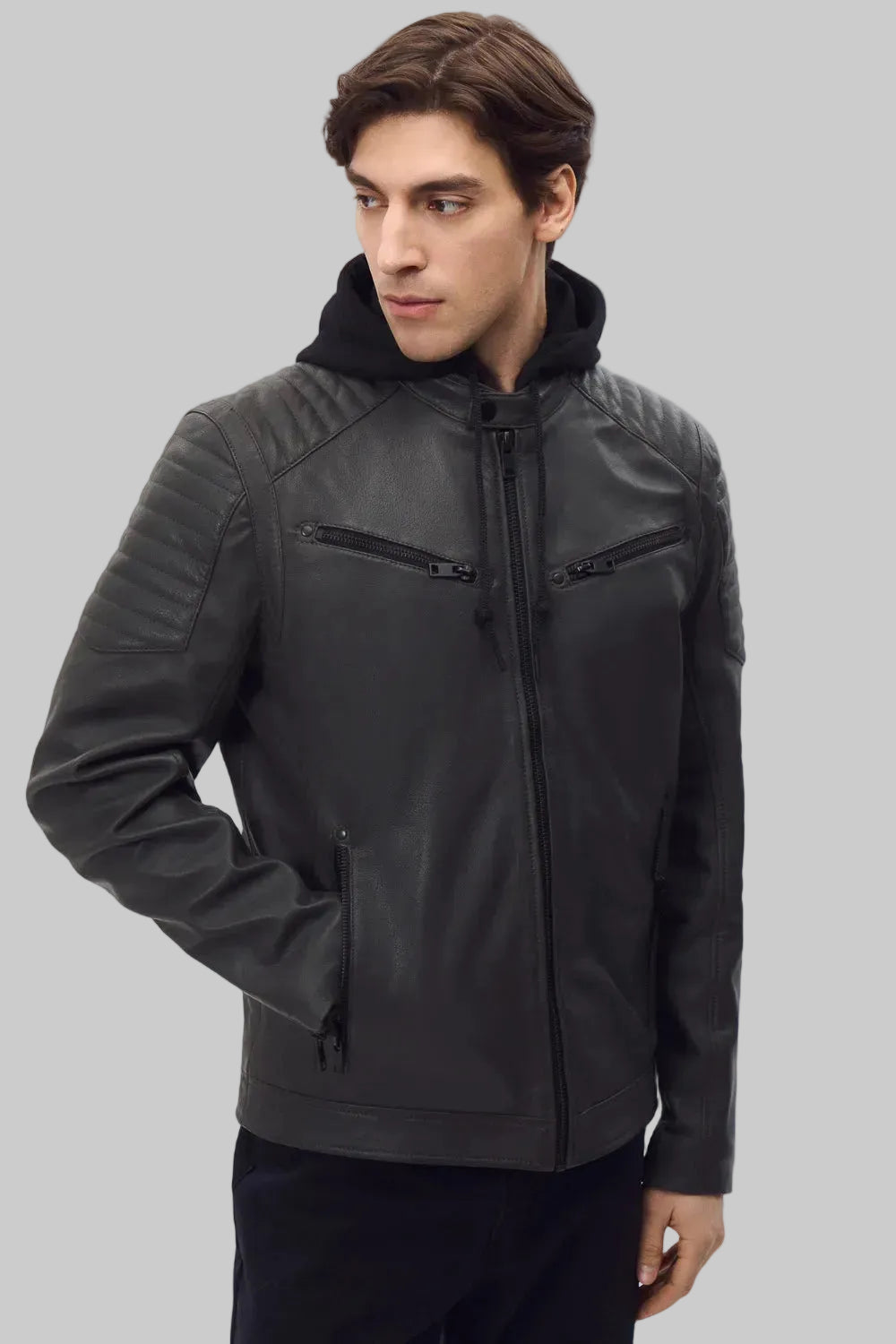 Apex Ribbed Biker Jacket leathertex