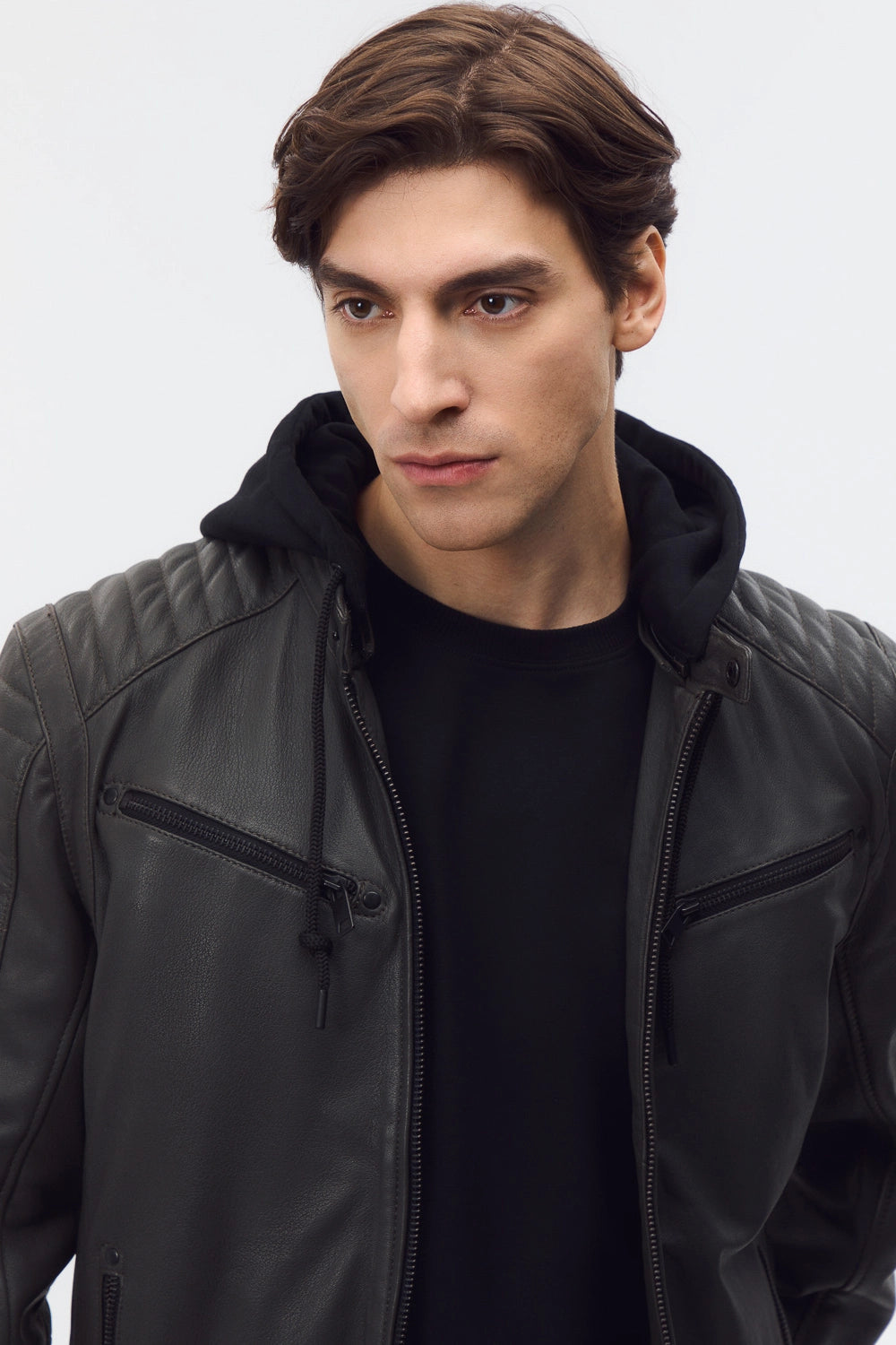 Apex Ribbed Biker Jacket leathertex