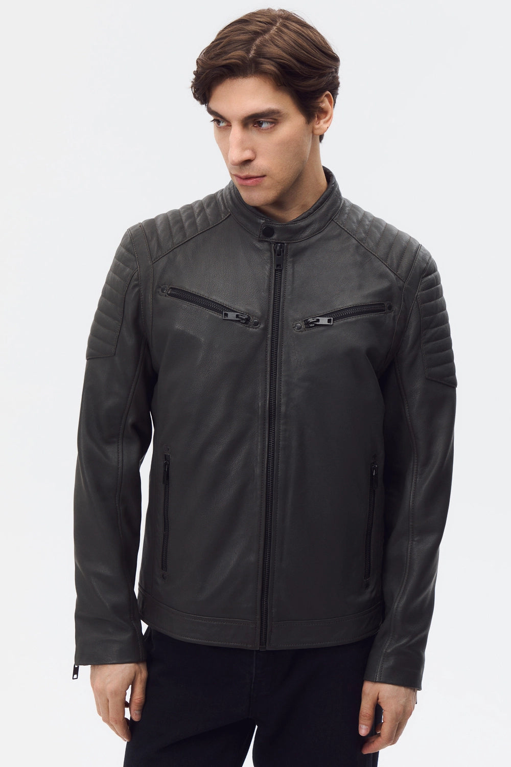Apex Ribbed Biker Jacket leathertex