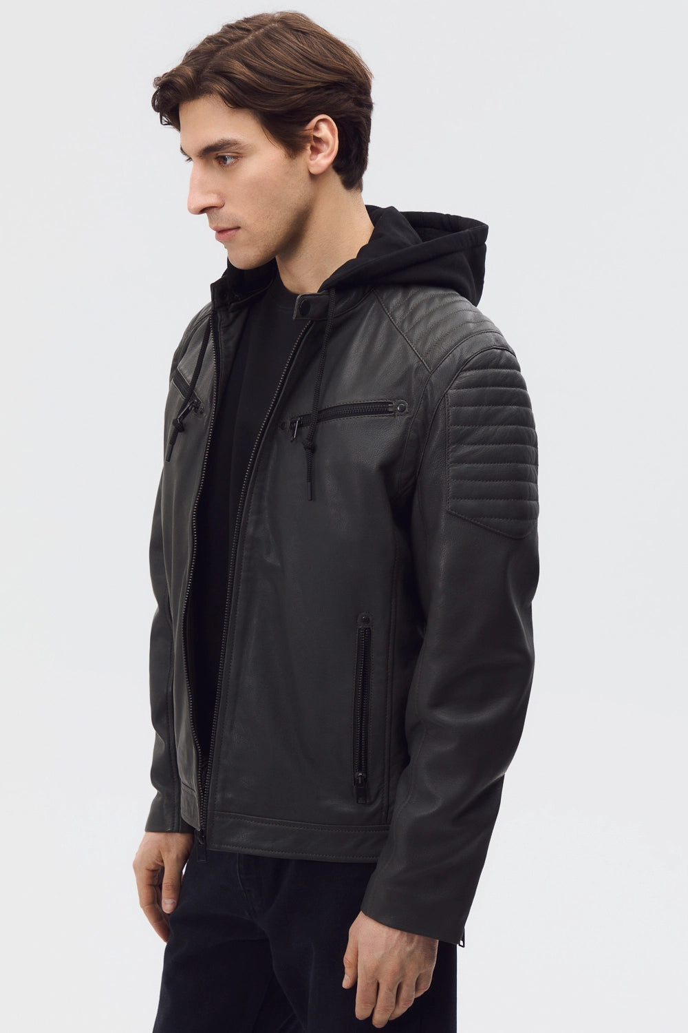 Apex Ribbed Biker Jacket leathertex