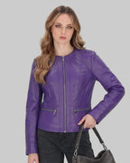 Premium Purple Leather Jacket leathertex