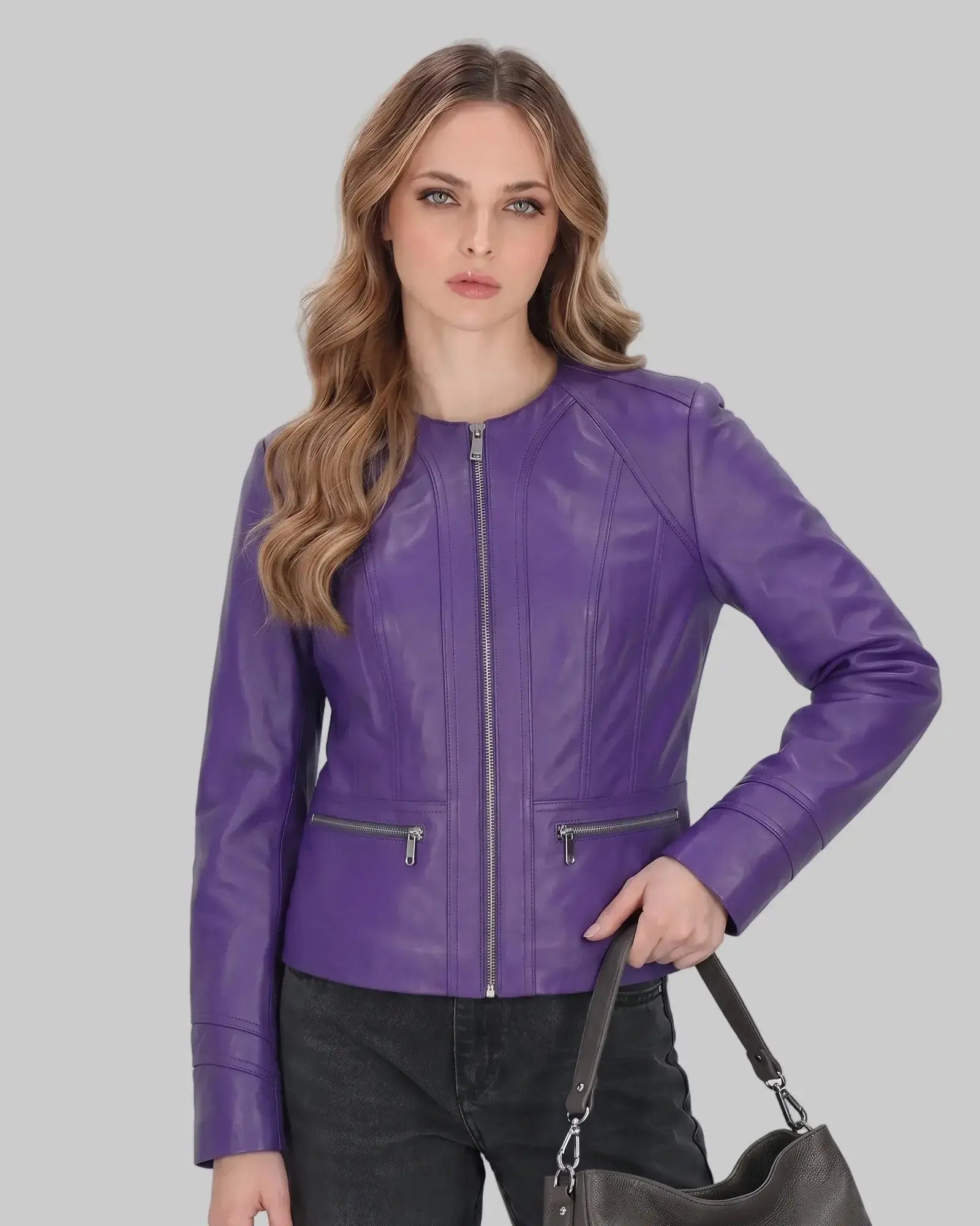 Premium Purple Leather Jacket leathertex