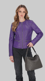 Premium Purple Leather Jacket leathertex