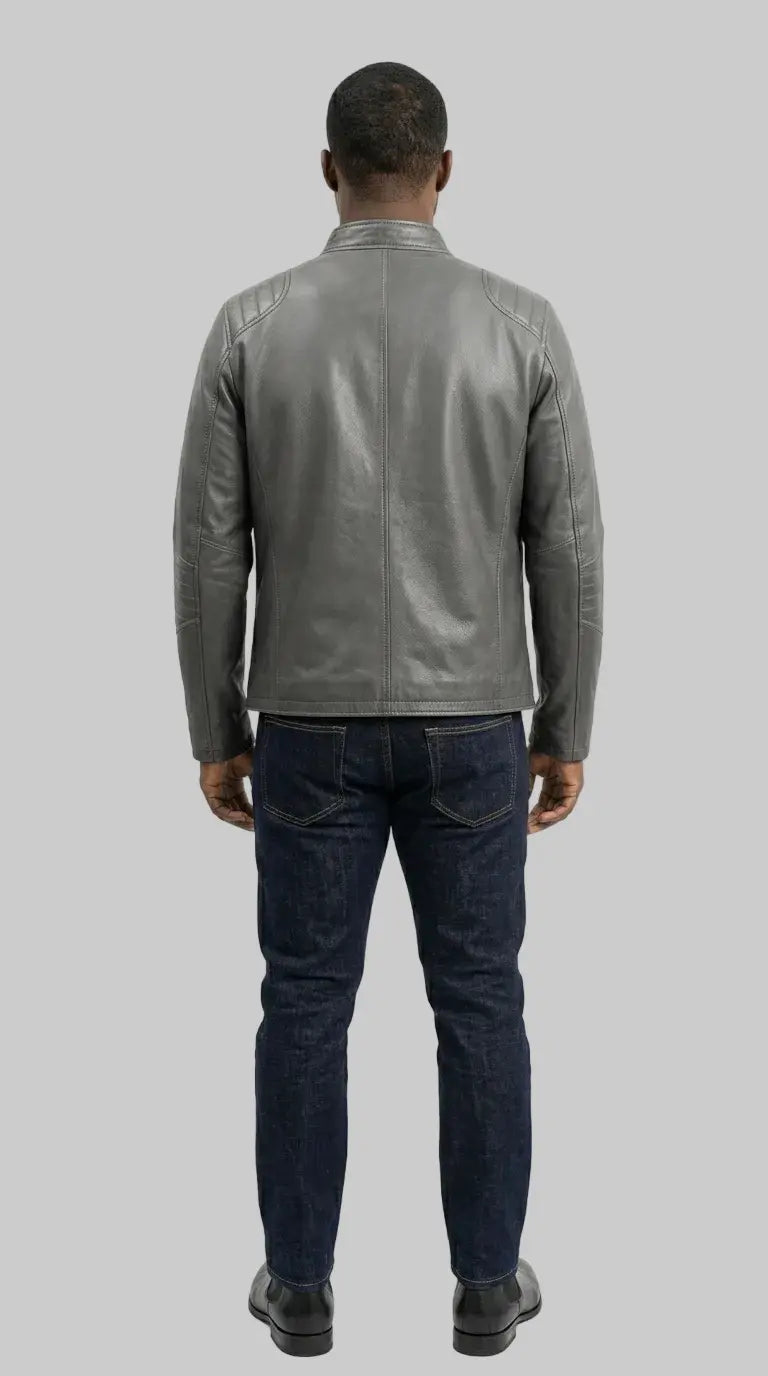 Men's Grey Leather Jackets leathertex